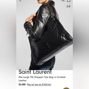 Saint Laurent Niki YSL large shopper tote bag in crinkled leather